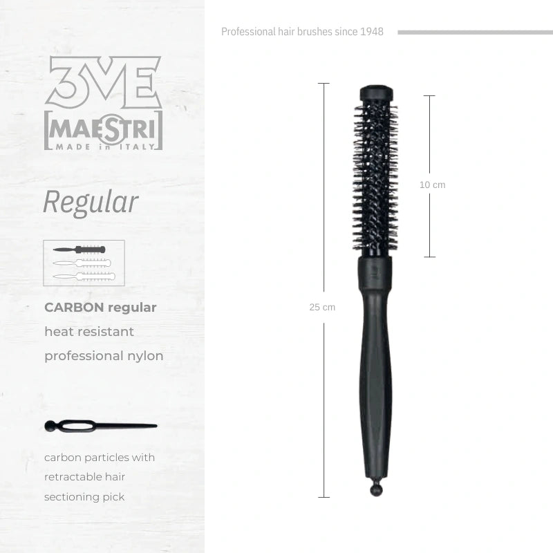 3ME Carbon Spazzola Professionele Regular Nylon Haarborstel 44452