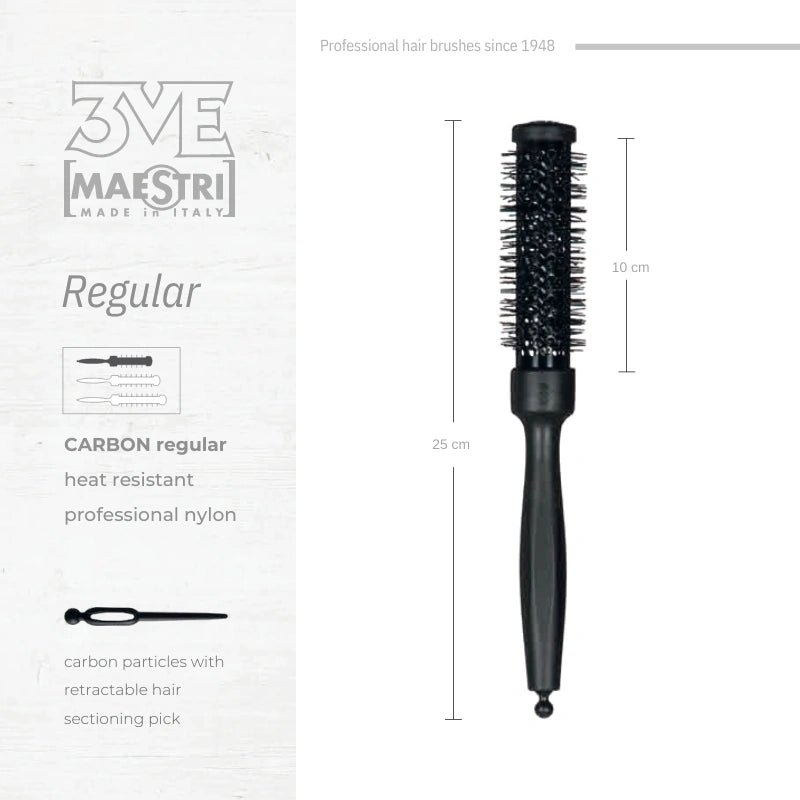 3ME Carbon Spazzola Professionele Regular Nylon Haarborstel 44462