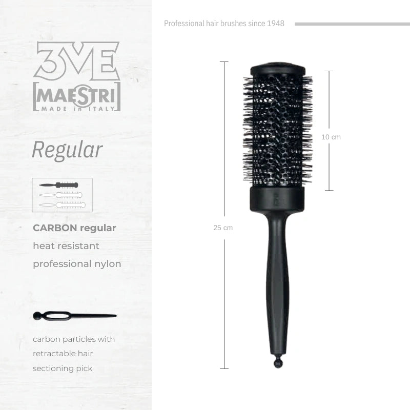 3ME Carbon Spazzola Professionele Regular Nylon Haarborstel 44482