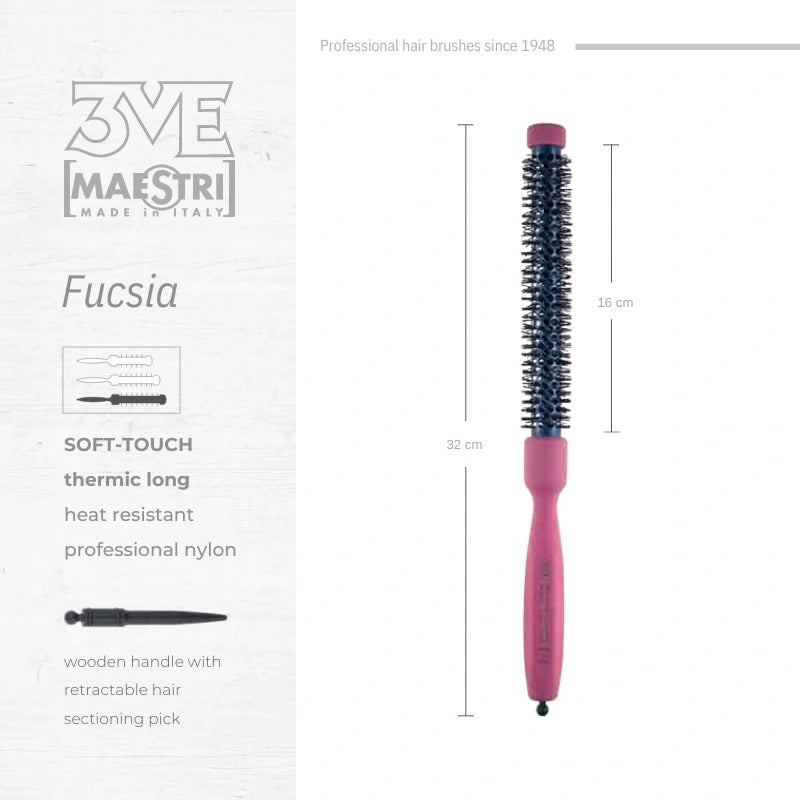 3ME Fucsia Spazzola Professionele Long Nylon Haarborstel 42451