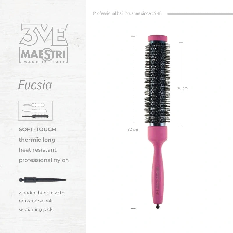 3ME Fucsia Spazzola Professionele Long Nylon Haarborstel 42471