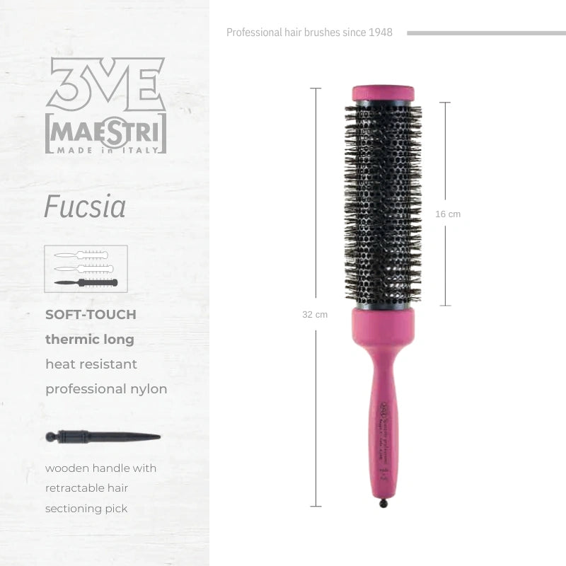 3ME Fucsia Spazzola Professionele Long Nylon Haarborstel 42481
