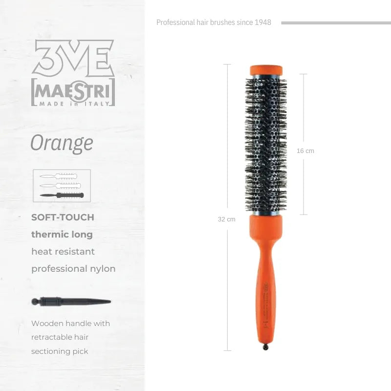 3ME Orange Spazzola Professionele Nylon Haarborstel 40471