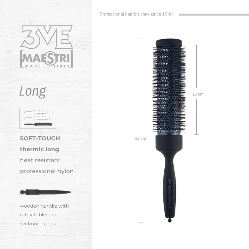 3ME Spazzola Professionele Lange Nylon Haarborstel 32481