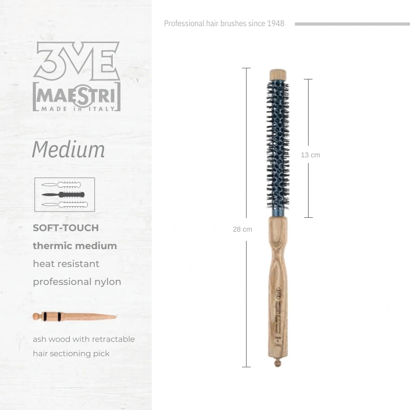 3ME Spazzola Professionele Medium Nylon Haarborstel 14442M