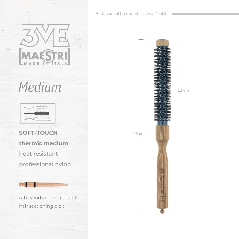 3ME Spazzola Professionele Medium Nylon Haarborstel 14452M