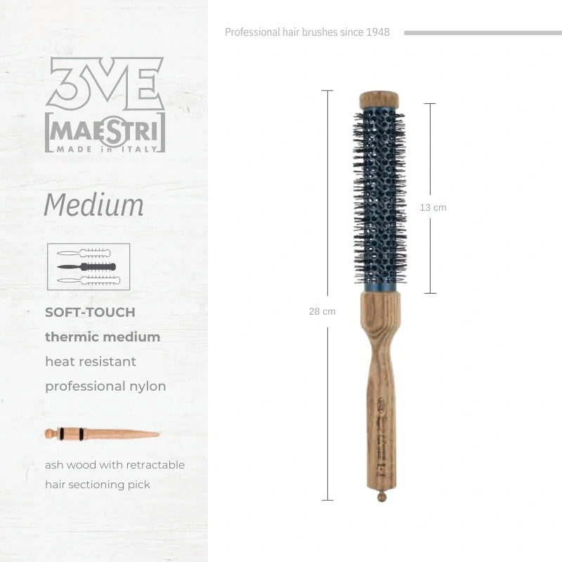 3ME Spazzola Professionele Medium Nylon Haarborstel 14462M