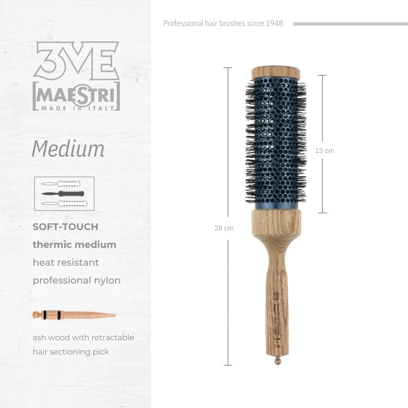 3ME Spazzola Professionele Medium Nylon Haarborstel 14482M