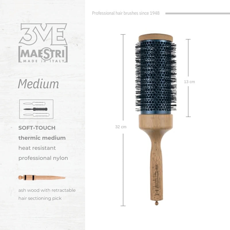 3ME Spazzola Professionele Medium Nylon Haarborstel 14492M